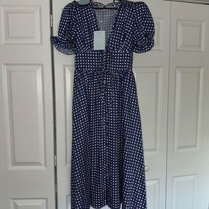 NWT SOLD OUT Hillhouse Sabrina Blue Basketweave Cotton Sateen XS